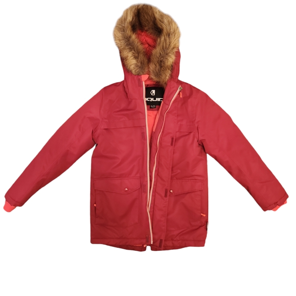 Liquid,children's jacket,size14/16,red, excellent condition,With fur on the hood